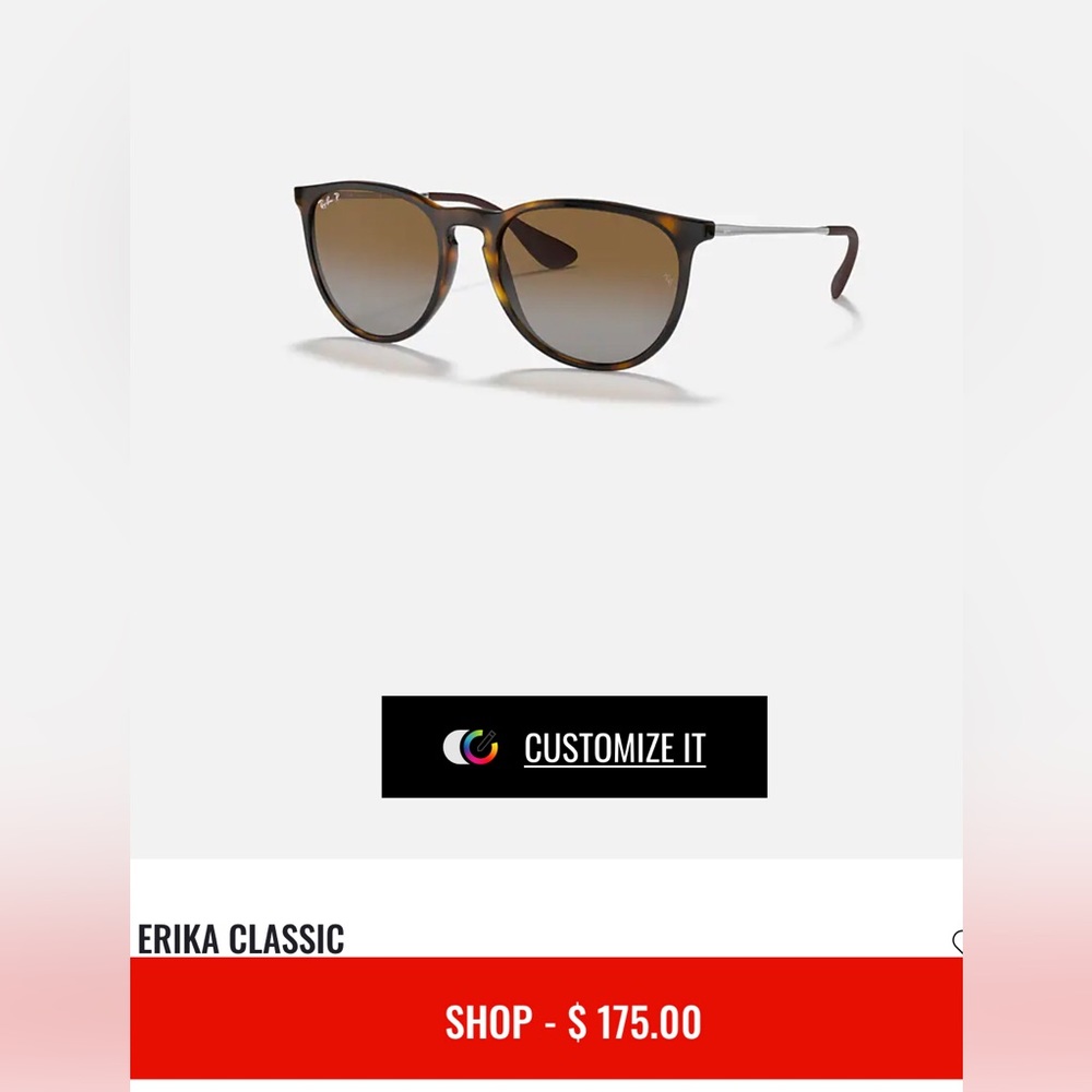Rayban Erika Polarized Sunglasses with Case and Cloth
